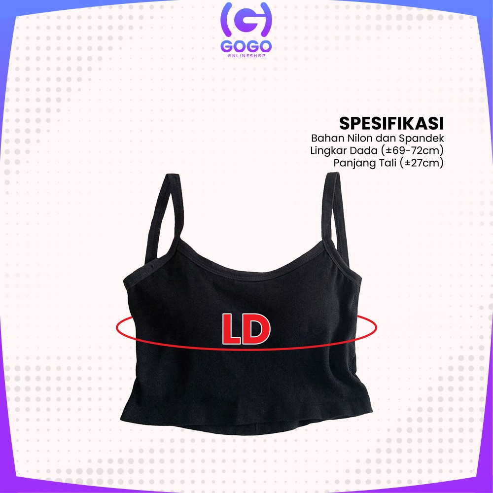 GOGO-P299 Tanktop Wanita Polos Basic With Cup Bra Tali Silang Belakang / Tengtop Korea Atasan Inner Fashion Korean