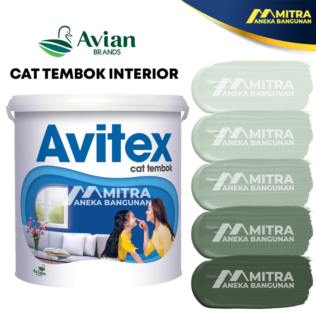 CAT TEMBOK AVITEX INTERIOR 5 KG / AVIAN HIJAU SAGE GREEN NP 176