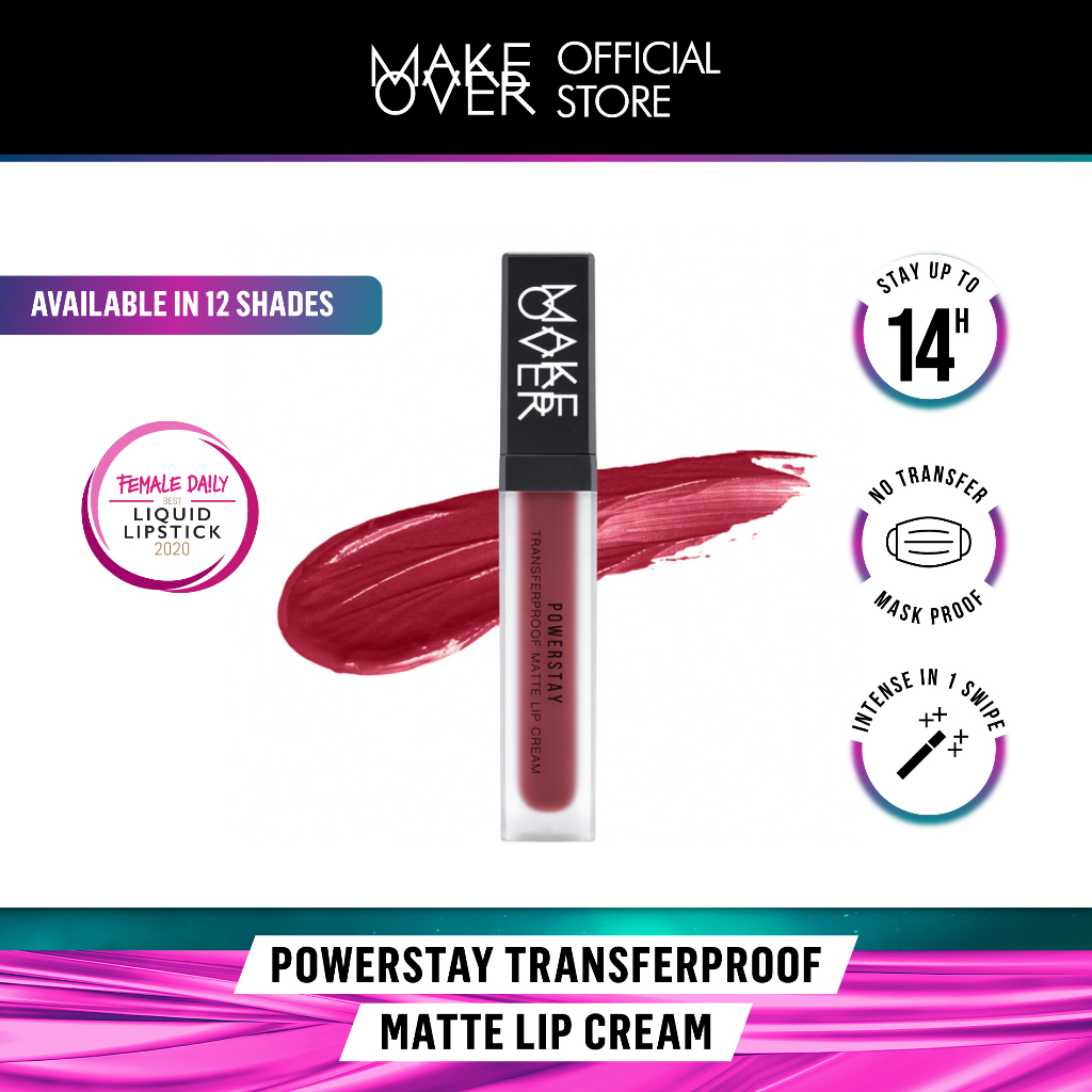 MAKE OVER Powerstay Transferproof Matte Lip Cream - Lipstick BEST SELLER tahan lama hingga 14 jam lipcream tidak kering ringan kissproof ombre lips nude