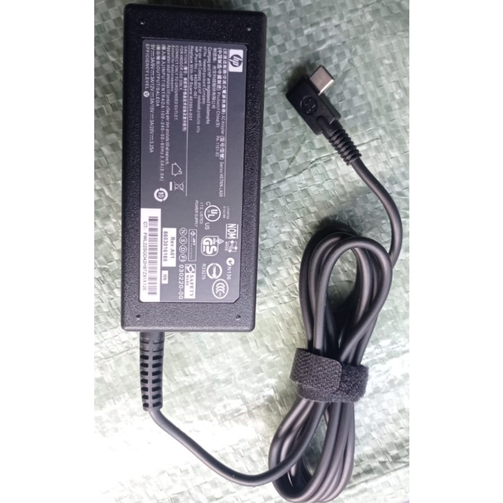 Adaptor Charger CASAN Original HP Spectre X360 65W USB Type C + KABEL ORI HP Spectre X360 Pro X2 612 G2 TPN 65W Type C ORI