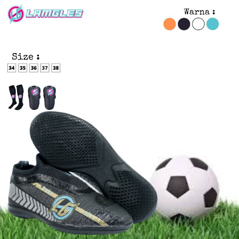 Lamgles - Sepatu Olahraga Futsal Lamgles Star Semi Boot Anak Anak Kids Sol Rata