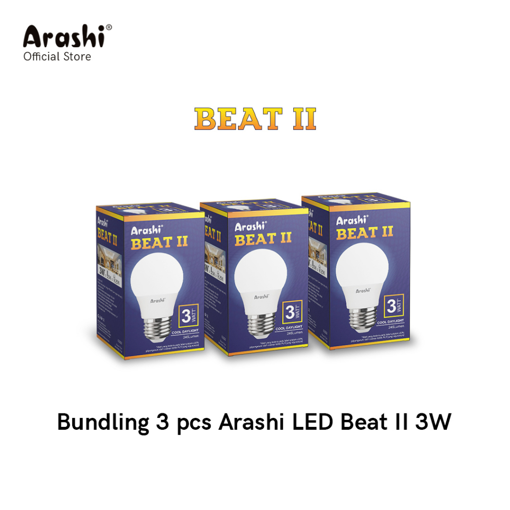 Arashi Lampu LED Beat II 3 watt 3Pcs CDL Cahaya Putih