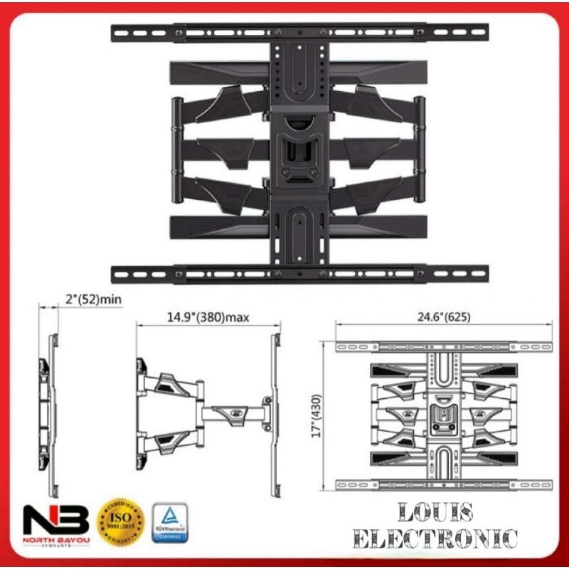 Bracket TV Swivel 45&quot; - 75&quot; NORTH BAYOU NB P6 Brecket Breket TV Kualitas Terbaik