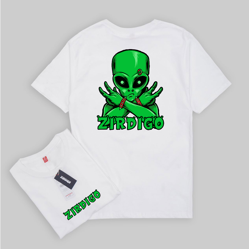 Zirdigo Kaos Distro Zirdigo Alien debe Lengan Pendek Print Quality Baju Pria