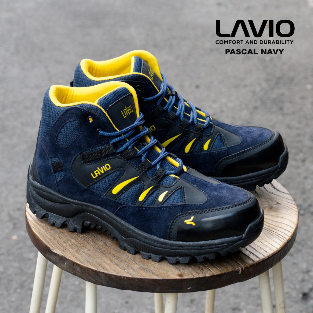 Lavio Sepatu Safety Proyek bangunan Kitchen Jalan Kuat Garansi Original Boots Hitam Original Viora Pascal Ujung Besi Kulit Asli