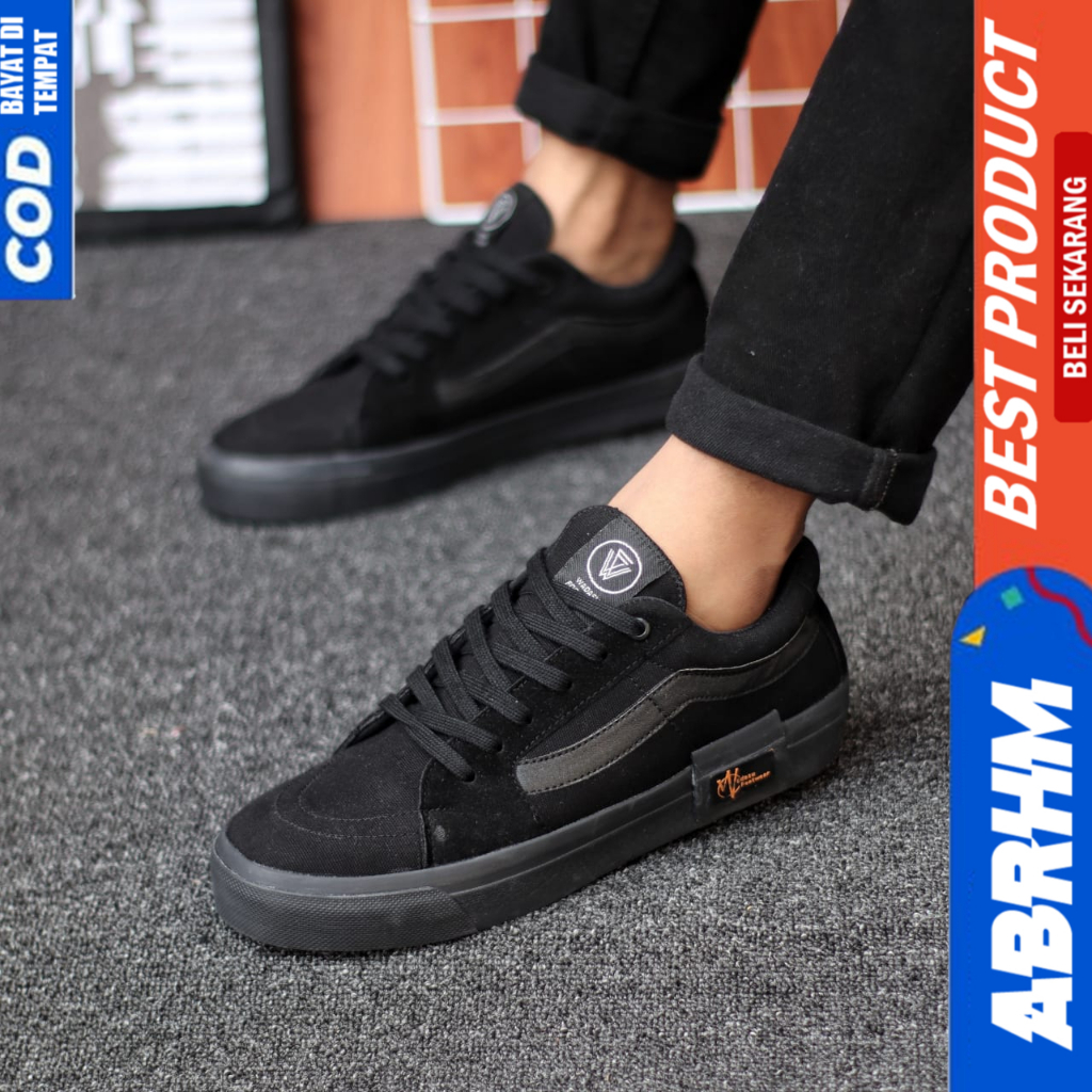 ABRHM Sepatu Ukuran Besar 38-47 Oldschool Hitam Sekolah Sneakers Pria