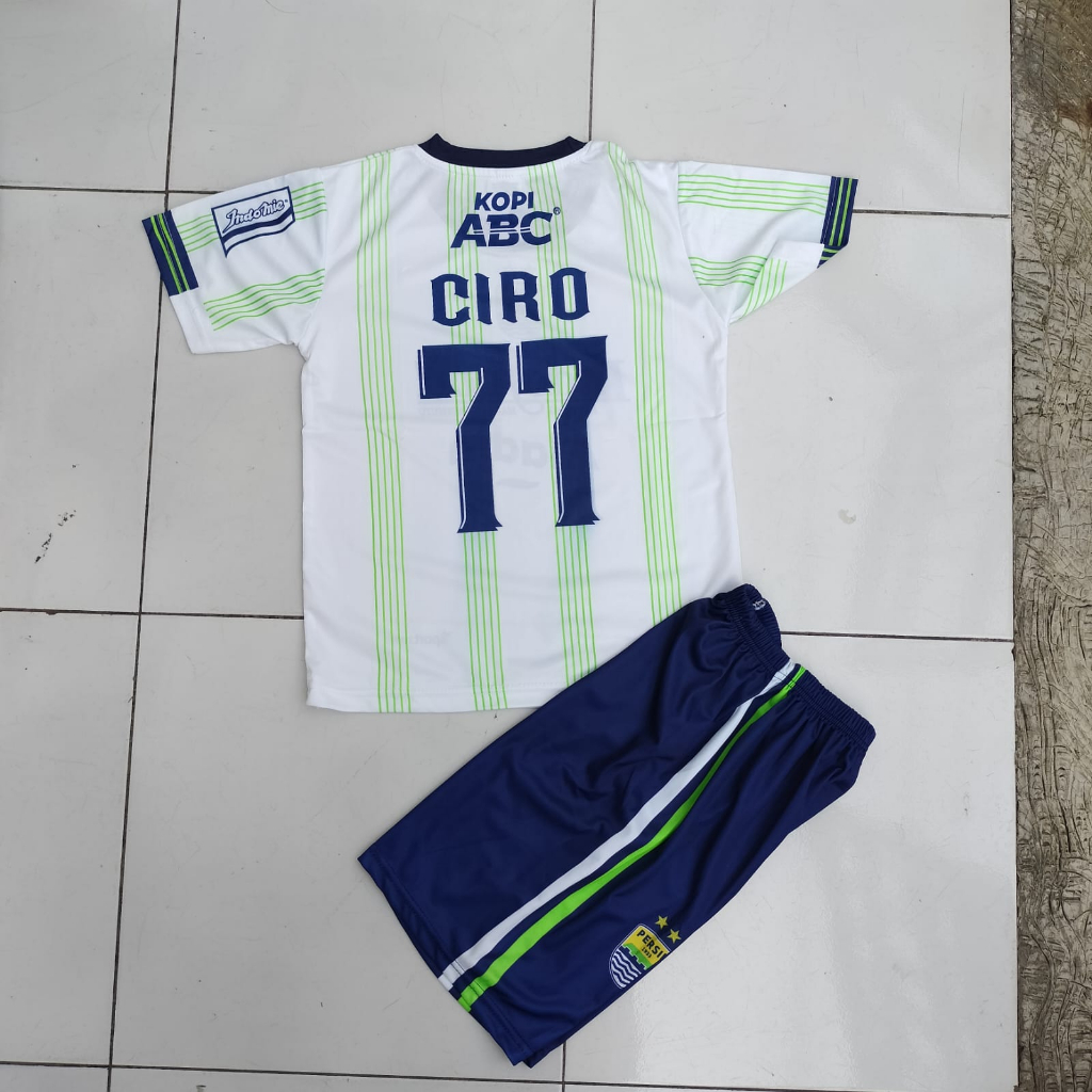 setelan baju bola persib bandung/ baju bola persib ciro terbaru/setelan jersey bola persib bekcham anak