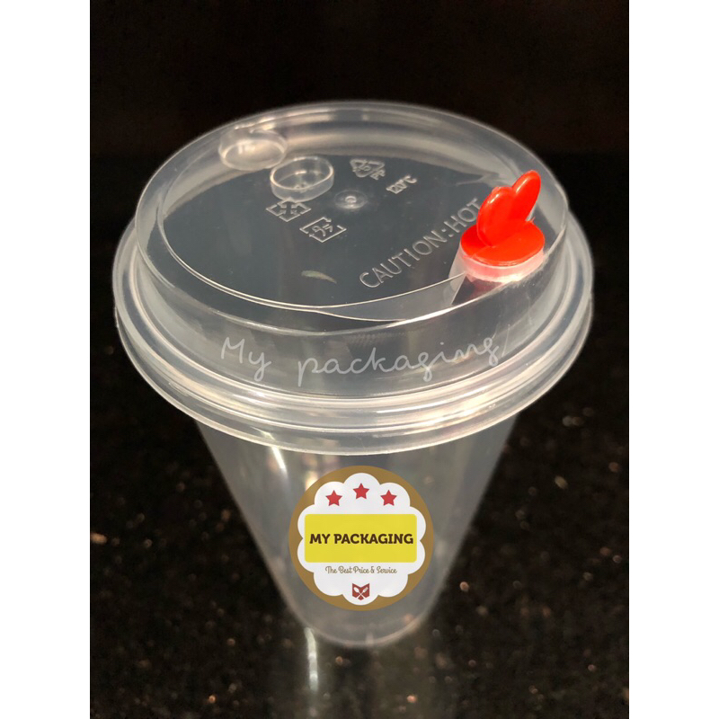 Gelas Boba / Cup PP Injection 400ml 14oz (Cup+Tutup+stopper) PREMIUM (Harga per 25set)