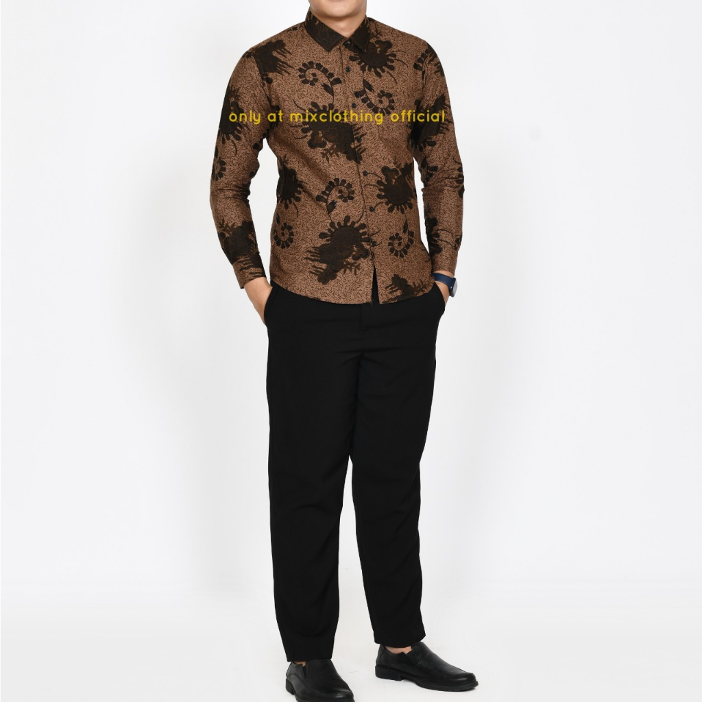 Baju Batik Pria Slimfit Kemeja Lengan Panjang Slim Premium Kode 2106