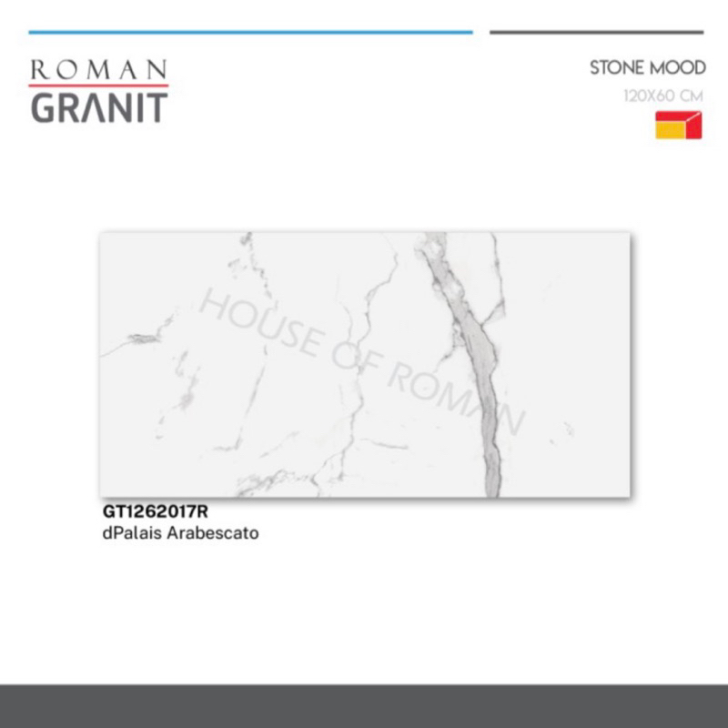 Roman Granit dPalais Arabescato/Granit 120x60cm/Keramik Lantai Motif Marmer/Granit Putih Corak Marme