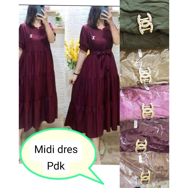 Midi dress lengan pendek free Bross