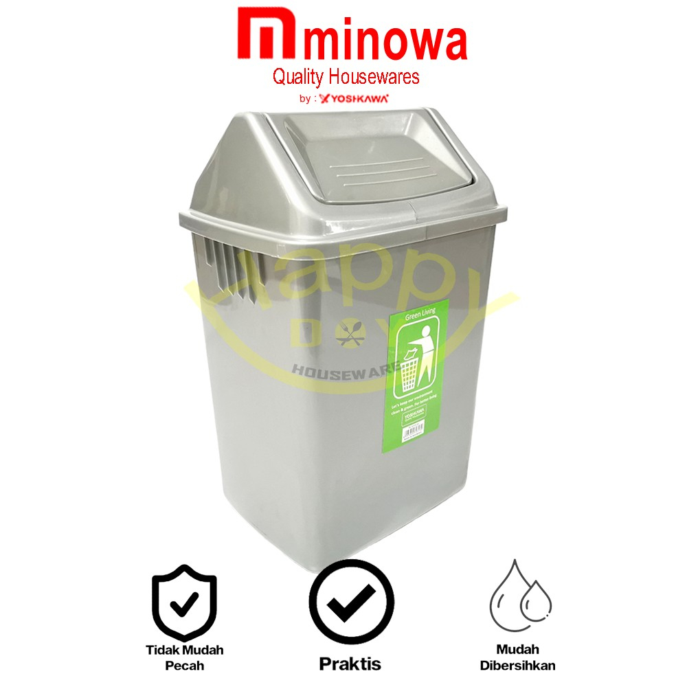 YOSHIKAWA TEMPAT SAMPAH TUTUP PUTAR SWING SILVER PI-1015-SV