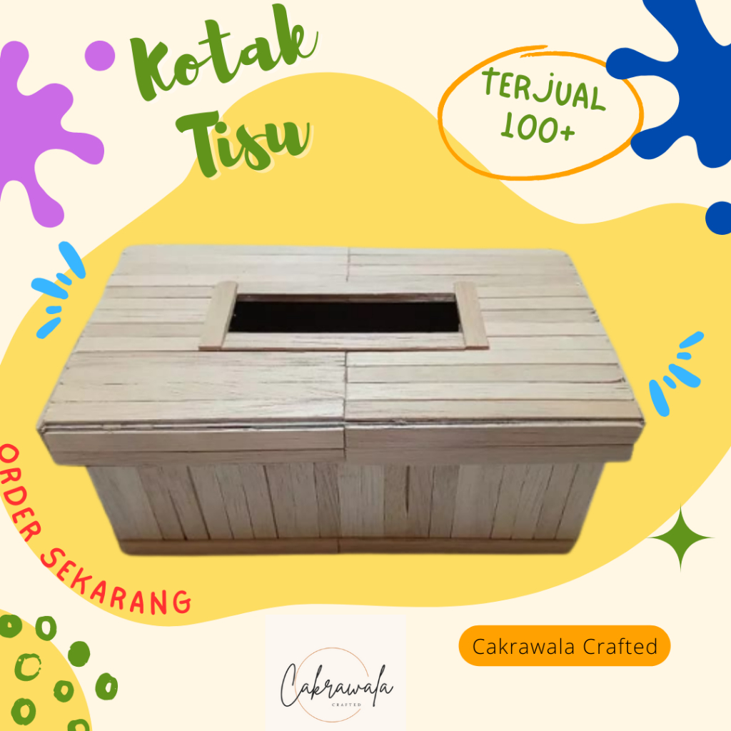 Kerajinan Tangan Kotak Tisu dari Stik Es Krim