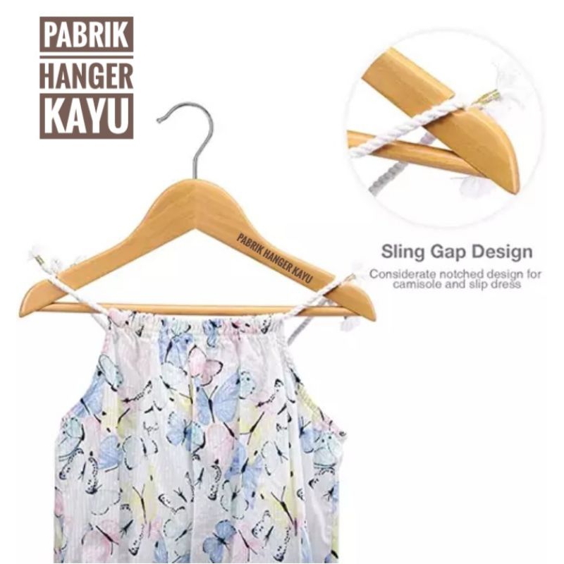 HANGER KAYU ANAK NATURAL PALANG ISI 12 PCS