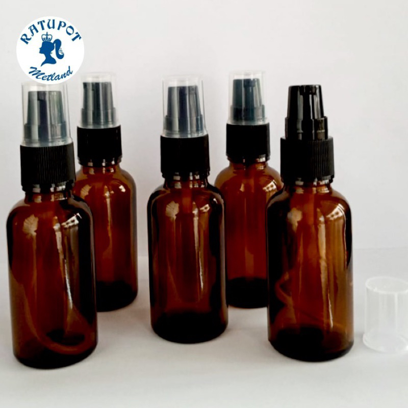 botol 30 ml kaca coklat tebal spray hitam