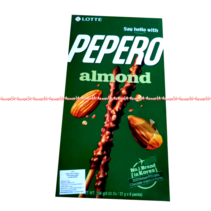 Pepero Almond 256gr Chocolate Biskuit Peperro Coklat Lotte Cemilan Korea Jumbo Peppero Stick Stik Coklat