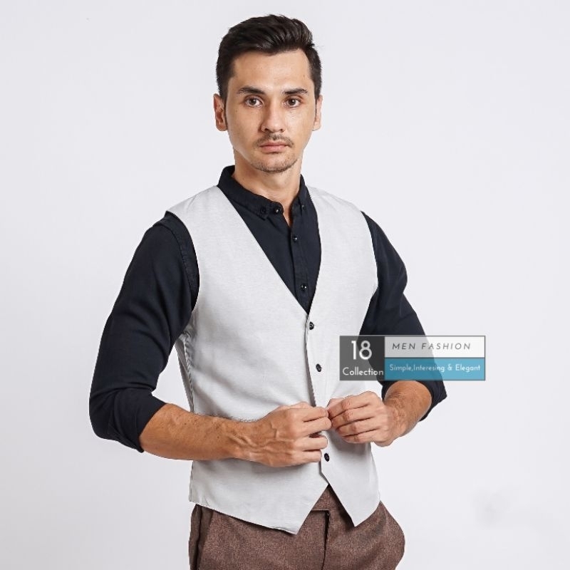 18Collection - Vest Bahan Formal Motif &amp; Polos Rompi Groomsman Premium [Bisa COD]