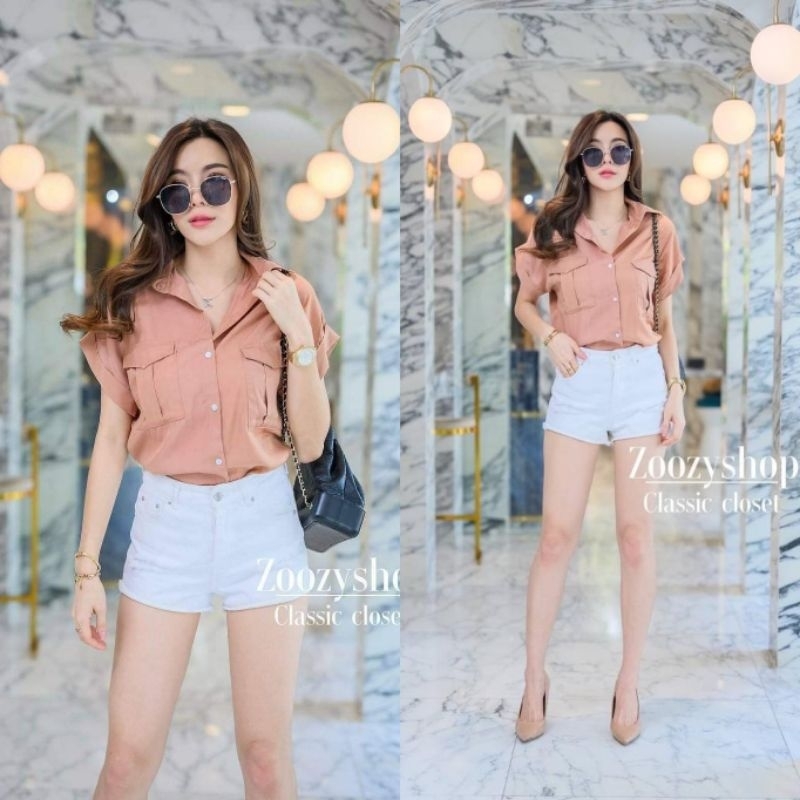 KEMEJA ZOOZY TWO POCKET FASHION WANITA IMPORT BANGKOK CODE 24