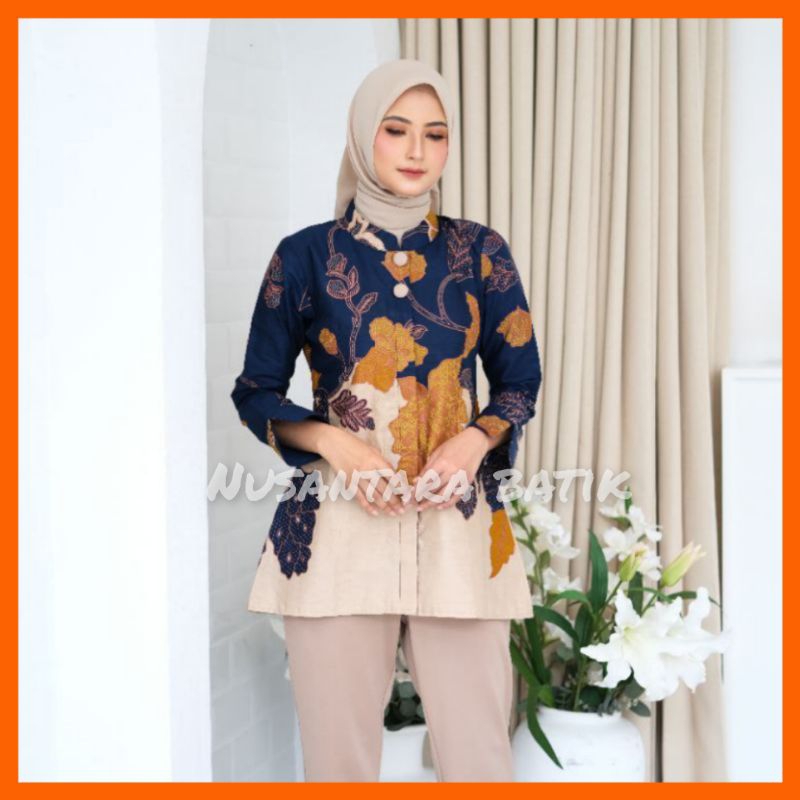 ATASAN BATIK WANITA MODERN BAJU BATIK KANTOR WANITA BATIK NEW BLUS SERAGAMAN