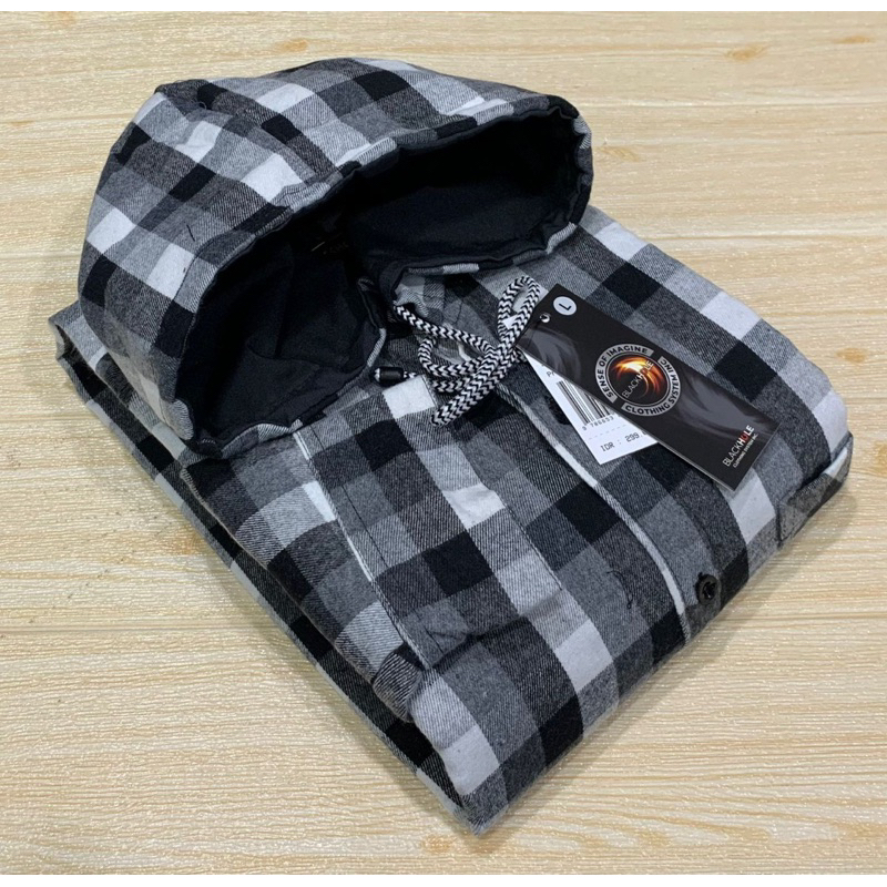 kemeja flanel hoodie lengan panjang pria wanita -kemeja flanel kupluk bertopi distro pria import keren - kemeja flanel hoodie pria lengan panjang