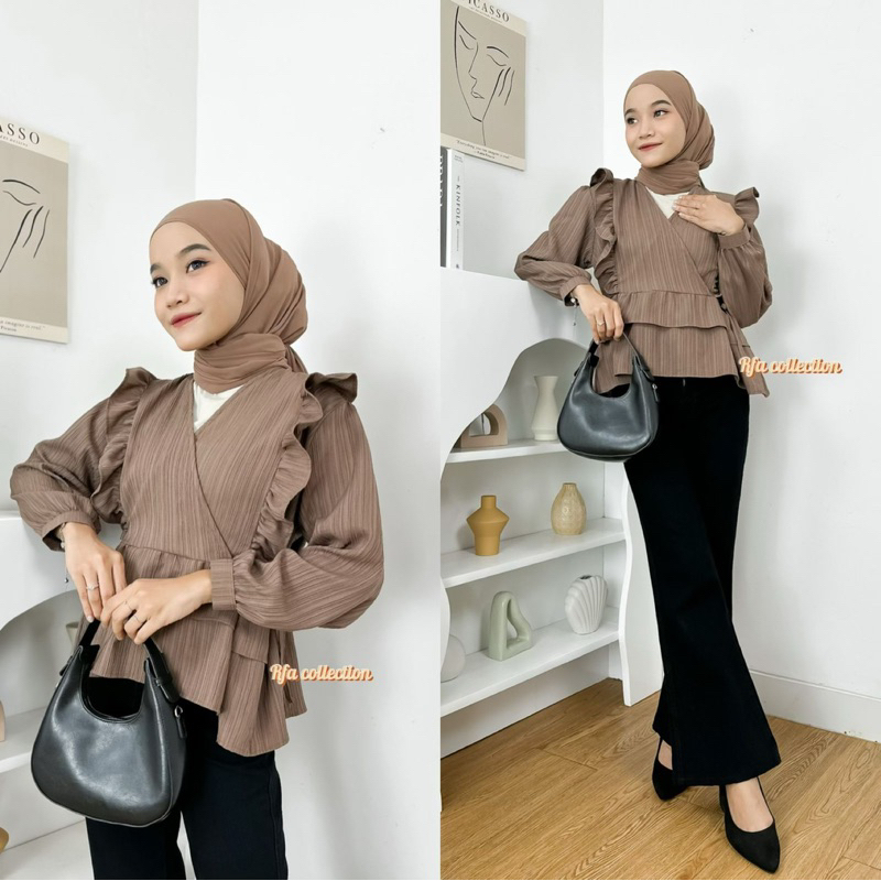 ATASAN KEMEJA WANITA THALIA BLOUSE TERBARU BAHAN BABY CRUSH PREMIUM SOFT