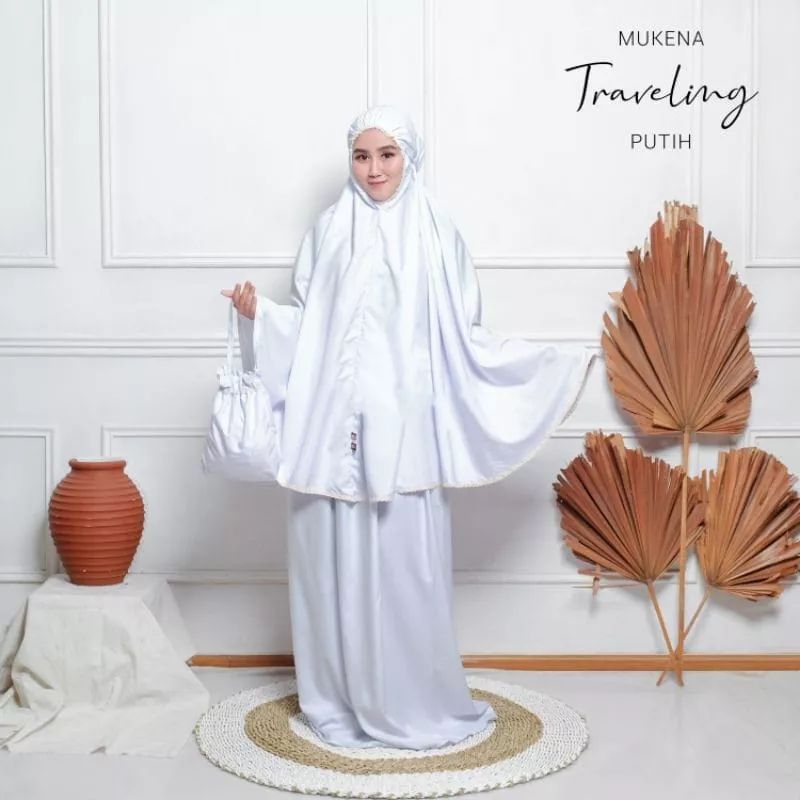 Mukena Dewasa Murah Travel Katun Renda Traveling Khadijah Tas Serut