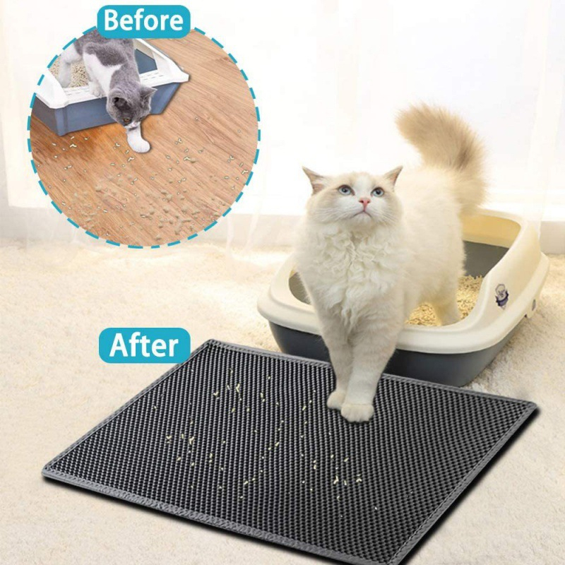 Double-Layer Cat Litter Mat Cat Litter Box Mat Trapper EVA Pad Pet Foam Rubber Rug Alas Kotoran Kucing