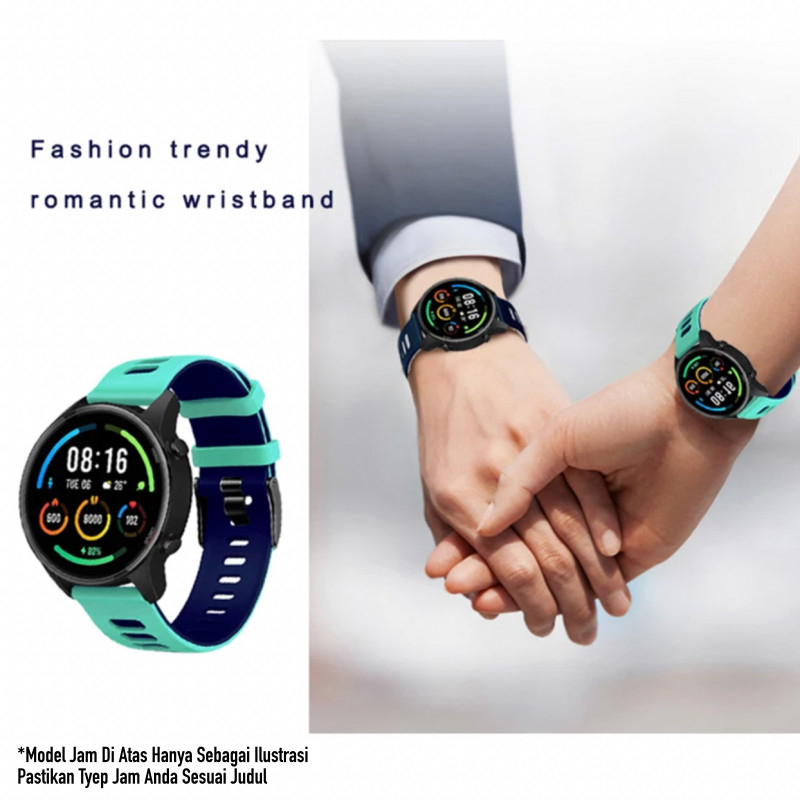 Tali Jam 20mm Strap Smartwatch Jete FR12 FR11 - Dual Tone Rubber Silikon