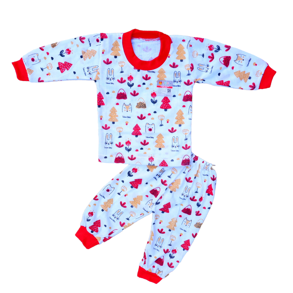 Set Setelan Baju Bayi Tukuen Baby SNI Motif Fox Tree