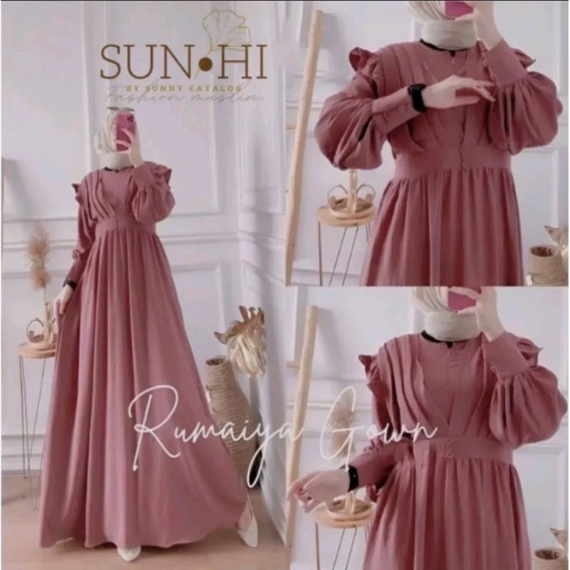 Baju Gamis Crinkle Airflow premium Ori Rumi Dres cringkel Polos Busui Maxi Drees Kringkel Fashion Mu