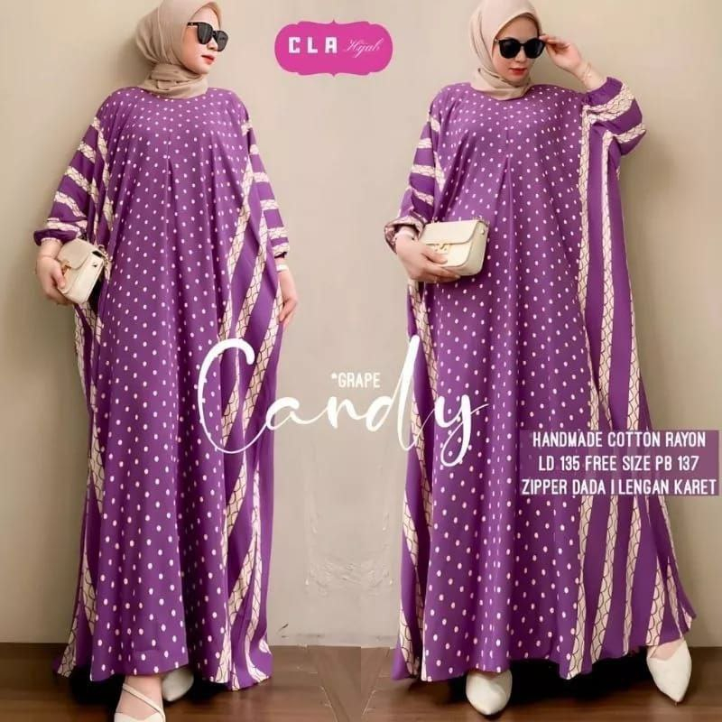 Kaftan Wanita Jumbo XXXL Dress Maksi Viral Kondangan Batik Cap Printing Soft Color Busui Resleting Lengan Panjang 7/8 Gamis Arabian Rayon Premium Fashion Muslim By Batik Sulmit