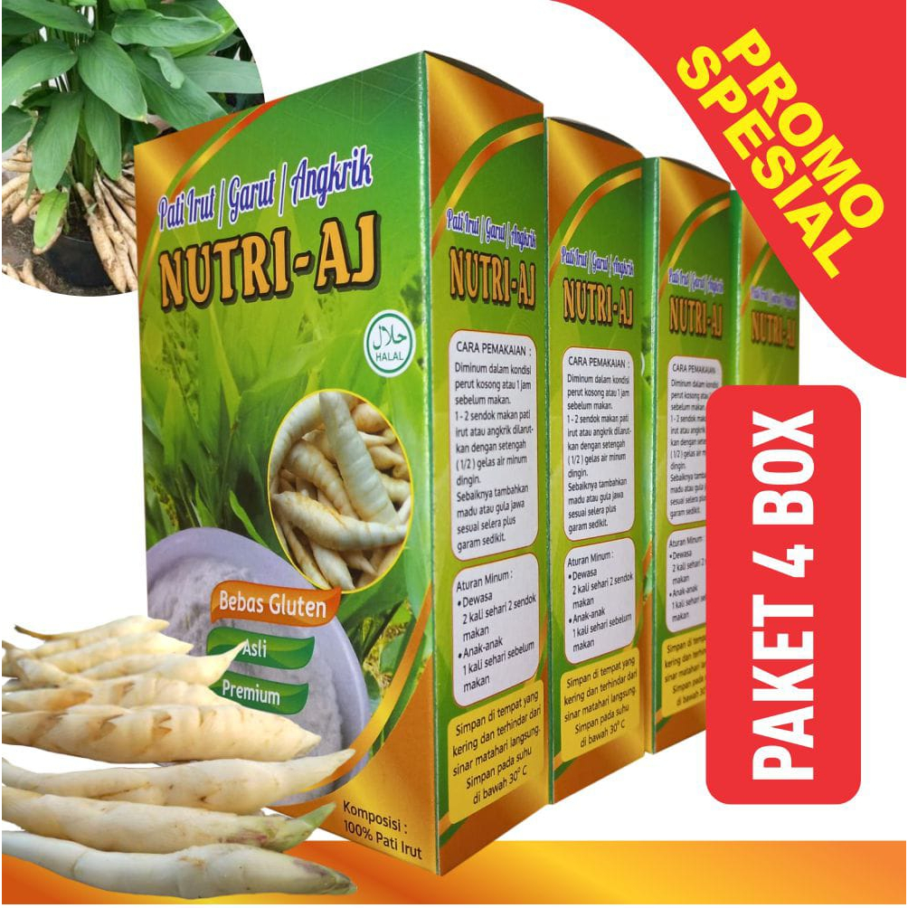 

Paket 4 Box Pati Irut-Garut-Angrik-Premium- Original -Bebas Gluten