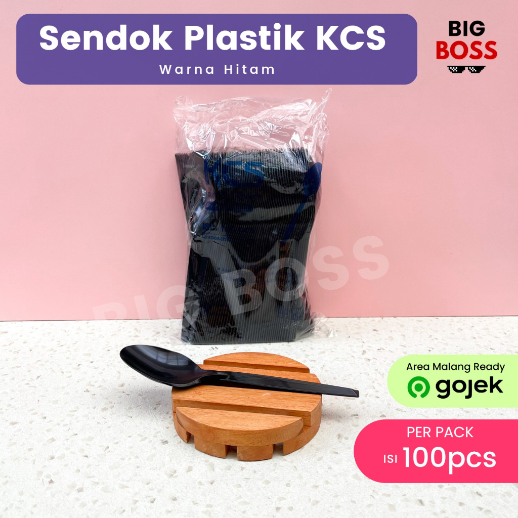 Sendok Garpu Makan KCS Hitam Bening Putih / Sendok Plastik Food Grade / Sendok Catering Tebal