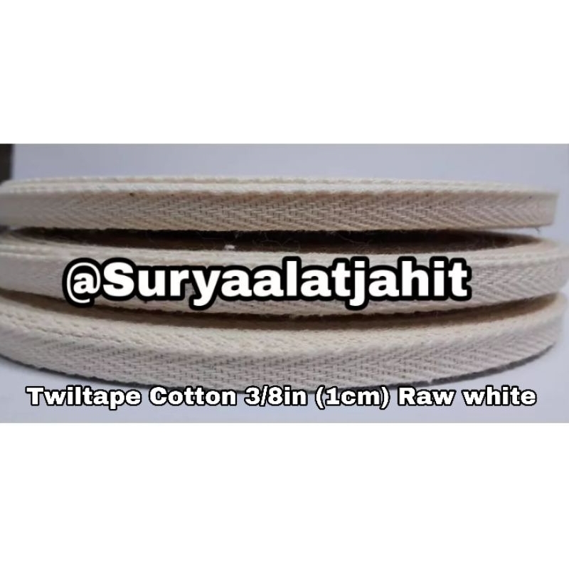 Twilltape Cotton 3/8in (1cm) R/w Cream MK @50Y =rp.12.500/pcs