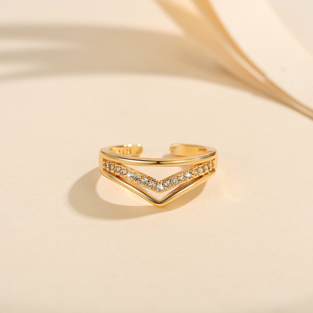 Y049 [COD✔] Cincin Titanium Wanita Warna Perak/Emas Korea Bisa Disesuaikan Fashion Aksesoris Cincin