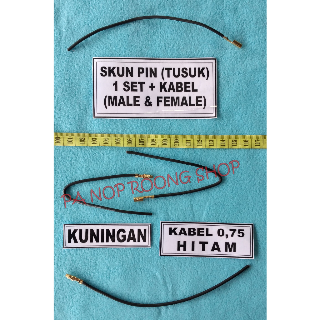 SKUN PIN BULAT ( TUSUK ) 1 SET + KABEL ( MALE DAN FEMALE ) HITAM
