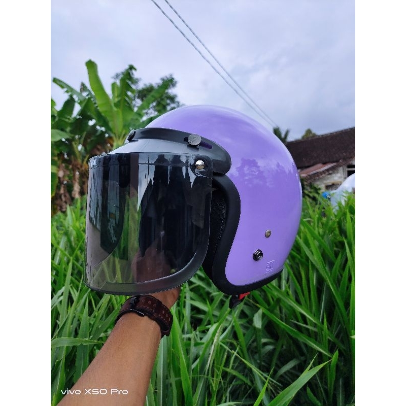 HELM BOGO CLASSIC KACA DATAR PRIA WANITA DEWASA