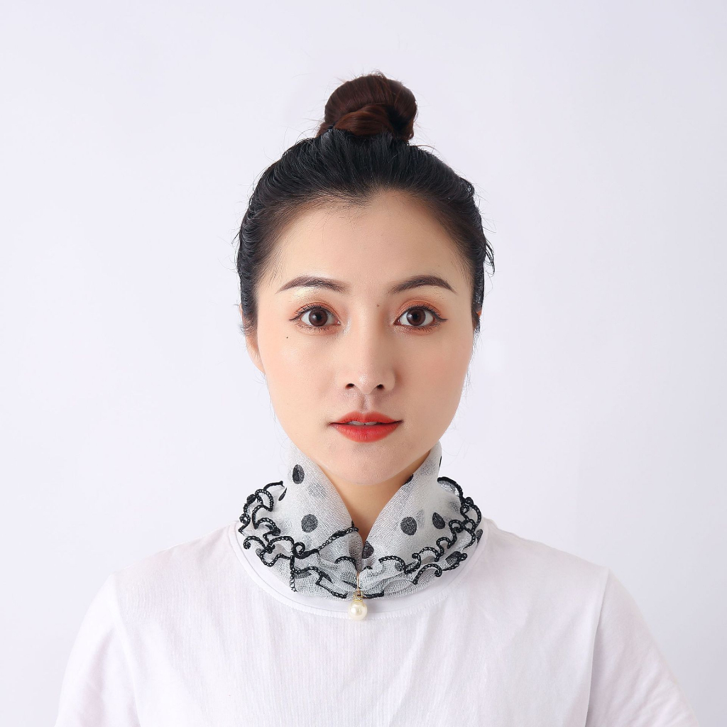 Syal Dicetak scarf syal mutiara dekoratif lucu syal sutra kecil musim semi dan musim panas renda liontin tipis syal sutra syal kristal elastis Wanita Korean Style