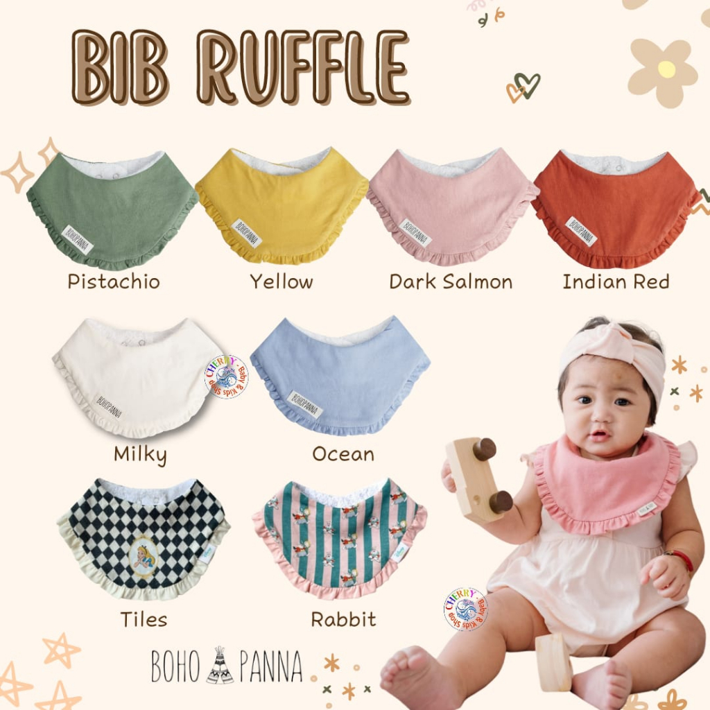 BohoPanna Bib Ruffle Slaber Celemek MPASI Bayi Anak Slabber CBKS