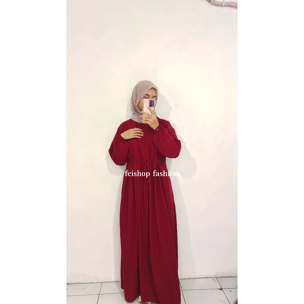 Melia Dress Gamis Polos Crinkle Airflow Gamis Busui