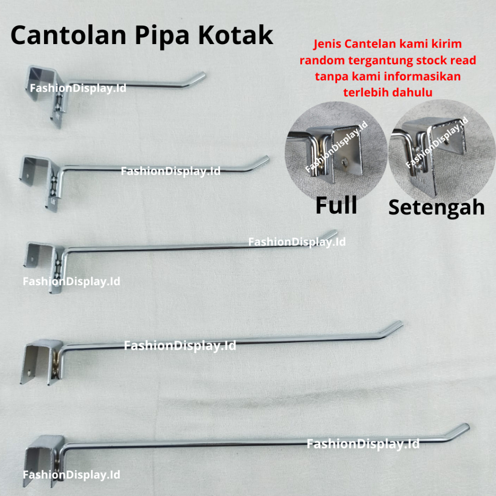 Cantolan Shook Pipa Kotak/Cantelan Besi Aksesoris Single Hook Pipa Kotak Display Pajangan Toko-BH