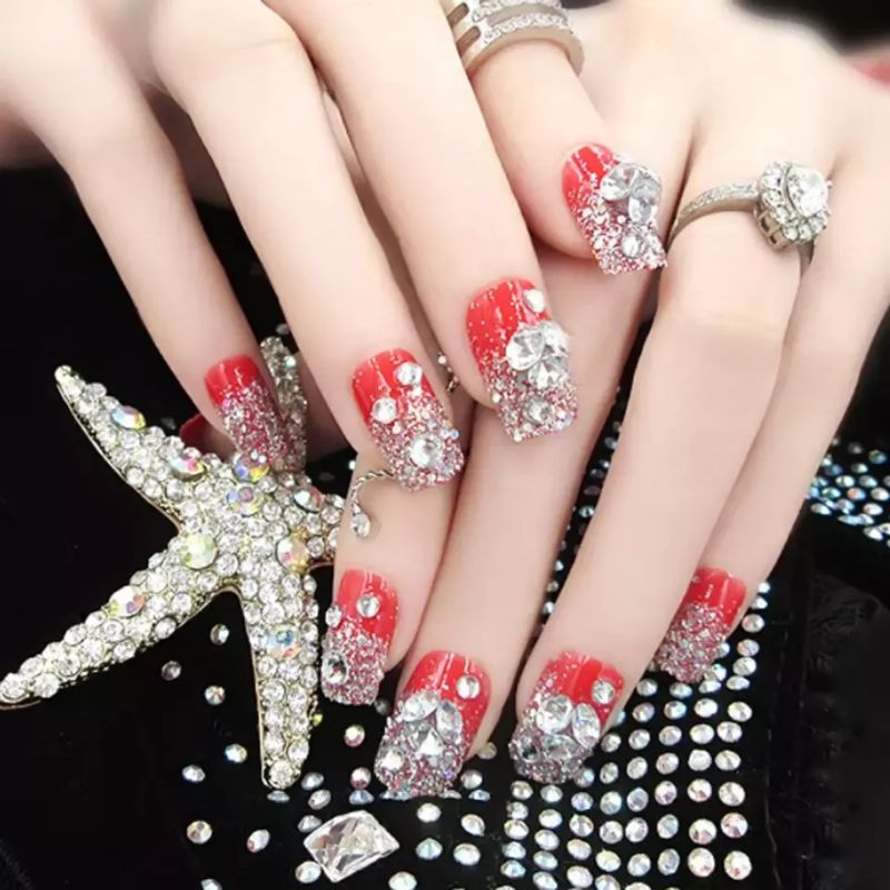 kuku wedding fake nails KUKU PERNIKAHAN kuku putih kuku merah