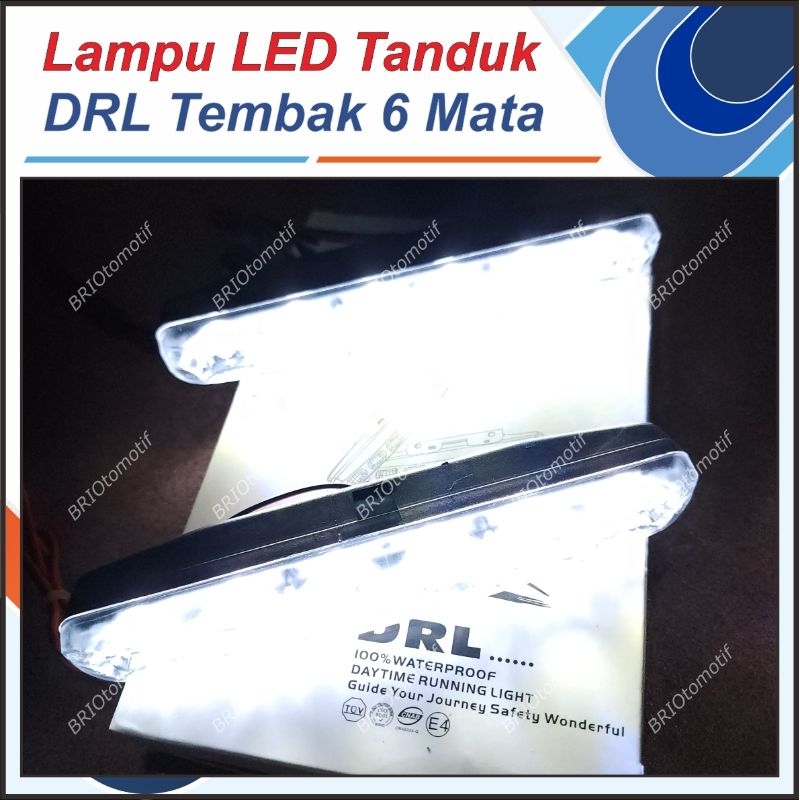 LAMPU TEMBAK SOROT DRL LED MOBIL 6 MATA TERANG PUTIH CRYSTAL TANDUK DEPAN GRIL BUMPER MOBIL WATERPRO