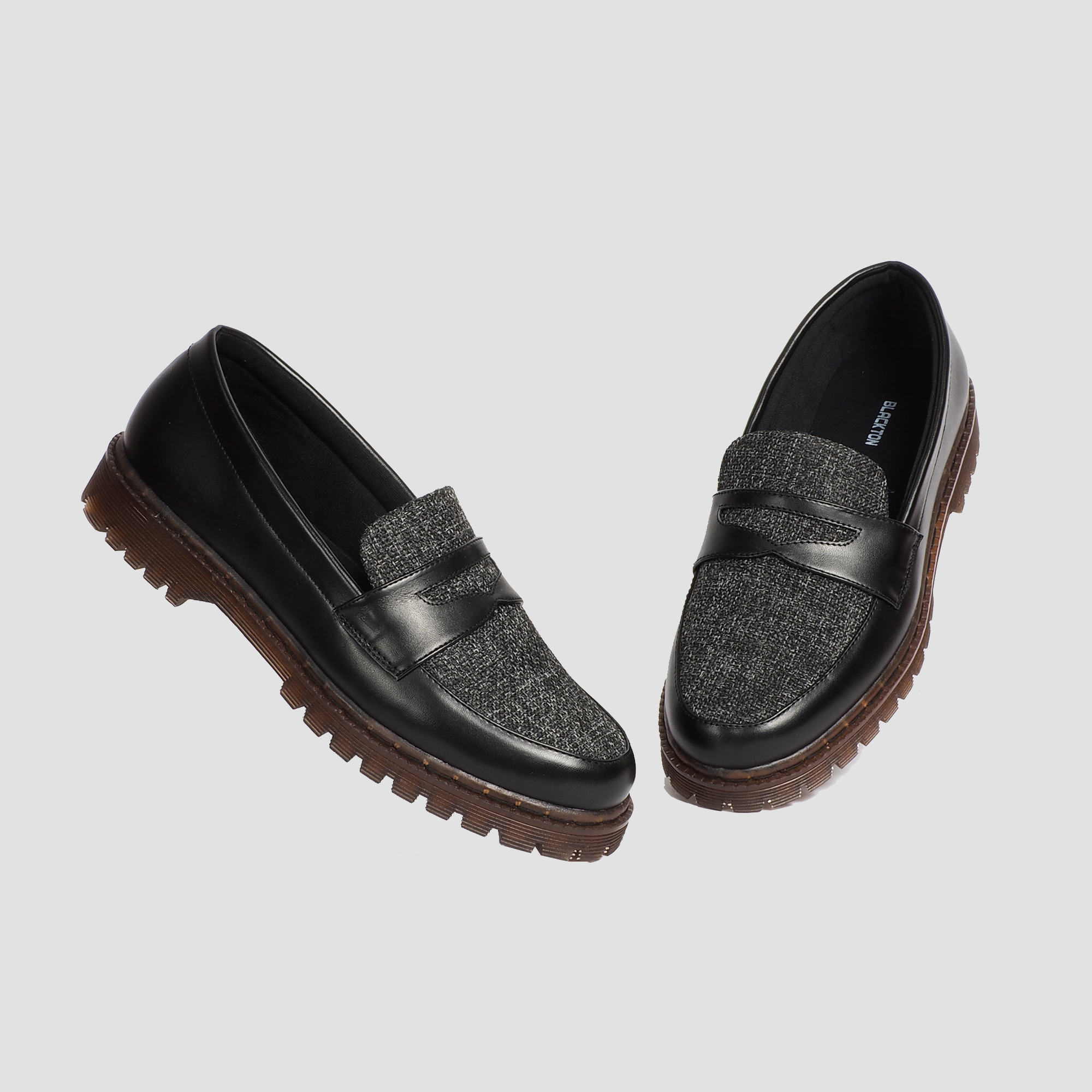 Sepatu Unisex Slip On Loafers Formal | BT SETORA GREY BLACK