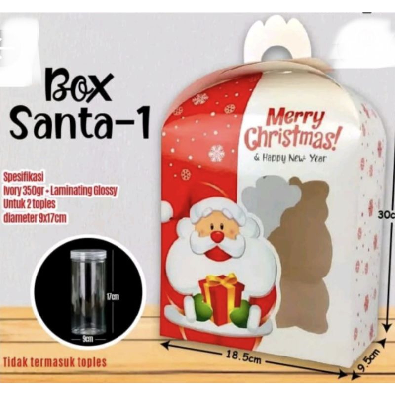 

Box/kotak kue/hampers Santa natal 18,5cm x 9,5cm x 30cm