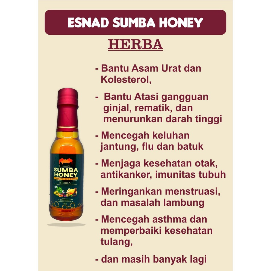 SUMBA HONEY HERBA Premium Raw Honey Madu Sumba 350gram
