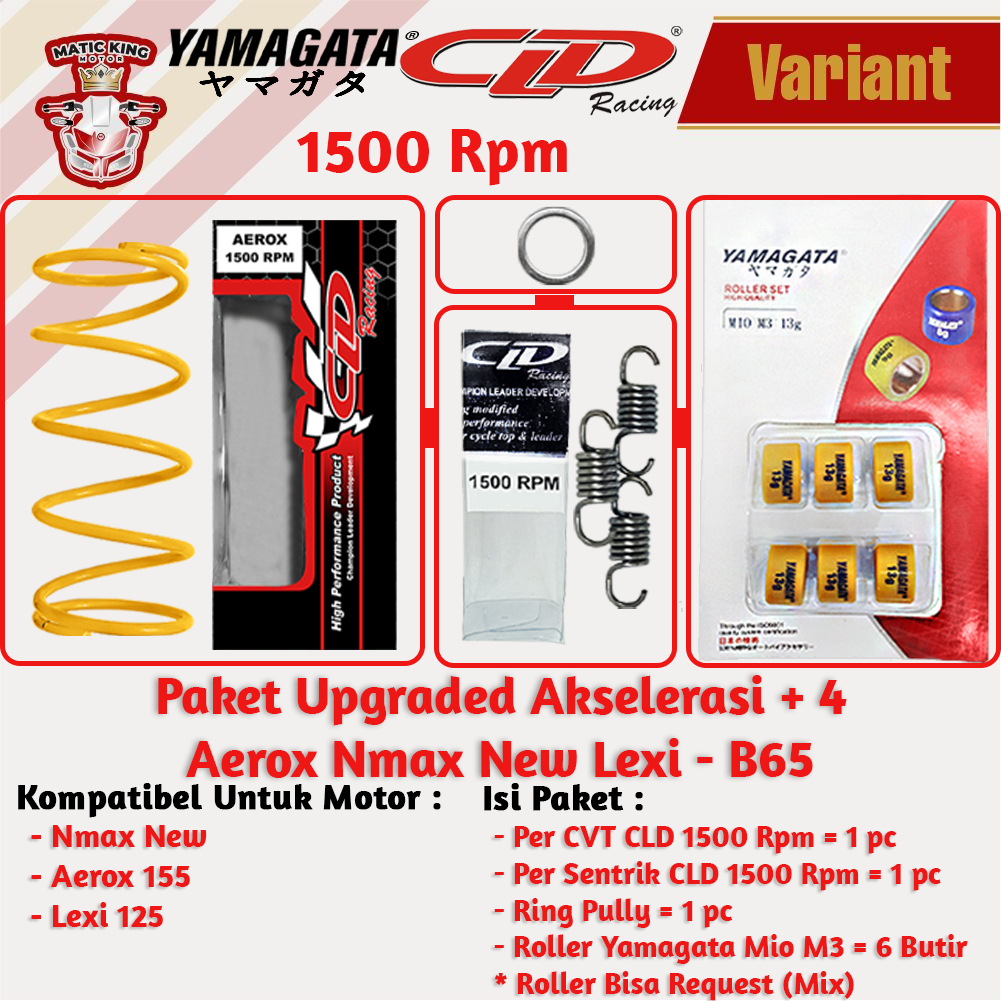 Paket Upgrade Per CVT + Sentrik + Roller Yamaha Mio Sporty Smile J Soul GT M3 S Z Fazzio Lexi X Ride Fino Freego 110/115/125 YAMAGATA CLD 1000/1500 RPM