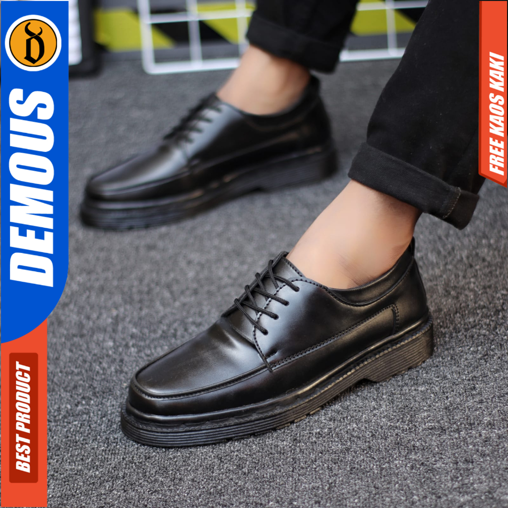 Sepatu Docmart Low Boots Formal Pantofel Kerja Casual Hitam Pria