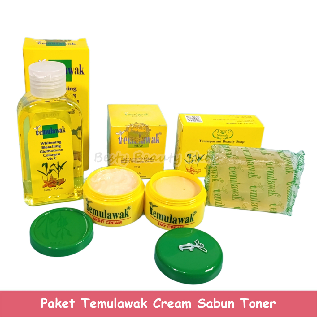 Paket Cream Temulawak Original Plus Sabun dan Toner - Paket Krim Temulawak 4in1 (Day Cream + Night C