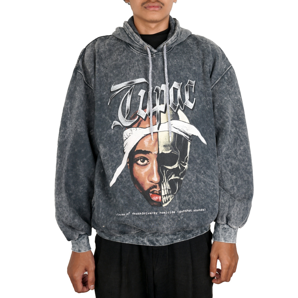 Toxic1805 Vintage Tupac Shakur Grey Hoodie Sweatshirt